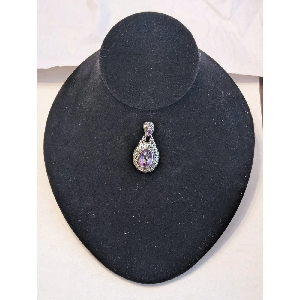 Sarda Bluejay Jazz Mystic Quartz Brazilian Amethyst Sterling Silver Pendant